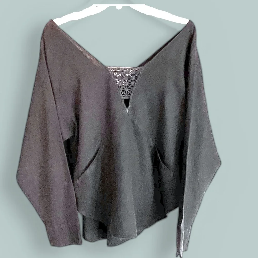 Free People Off the Shoulder Black Linen Blend Crop Top Size XS